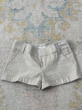 Alice + Olivia Beige High-Waist Linen-Blend Shorts
